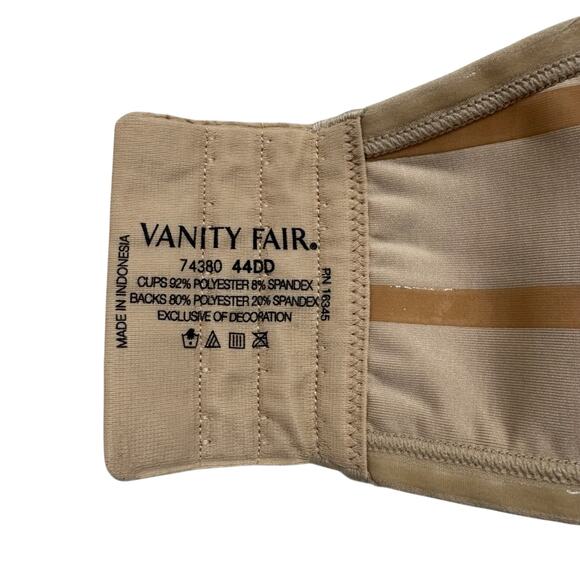 VANITY FAIR Beauty Back Underwire Smoothing Strapless Bra Beige Size 44DD #74380 - Picture 3 of 5